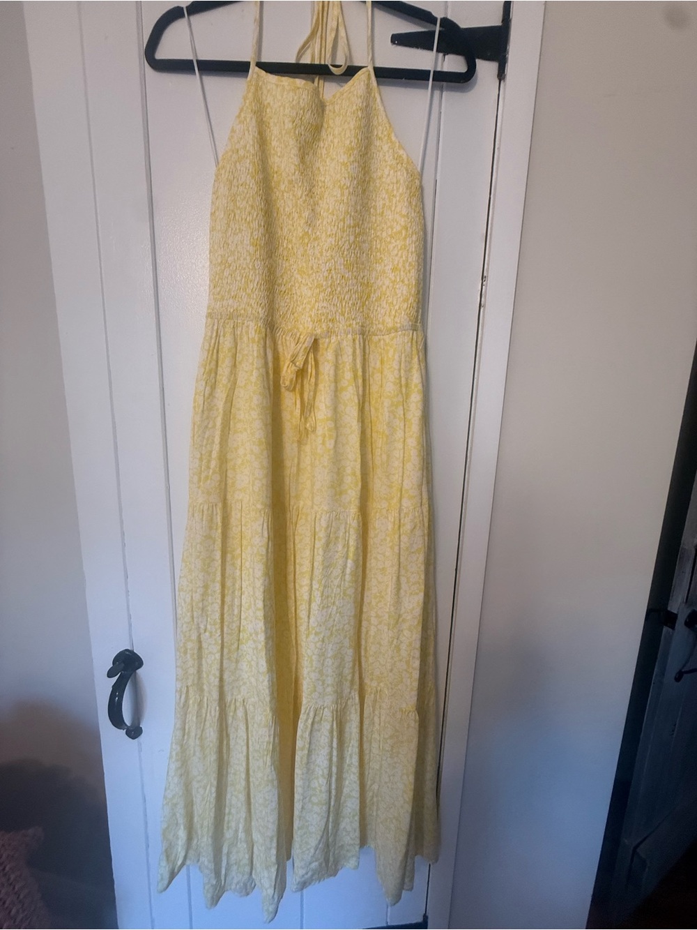 Lost + Wander Yellow Halter Smocked Maxi Dress